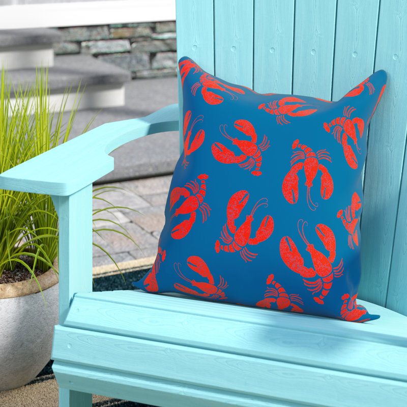 Coussin Nautical Nights Lobster Fest, Bleu marine, 16 po x 16 po