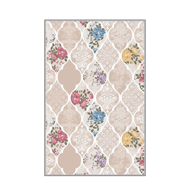 Stylish Hall Carpet (3.3 x 6.6 ft), 100% Polyester, 0.3 in Pile Height | Antibacterial, Non-Slip PVC Felt Dot Underside | Machine Washable, 3D Digital Print, Durable & Easy to Clean | Perfect for Entryway & Living Areas