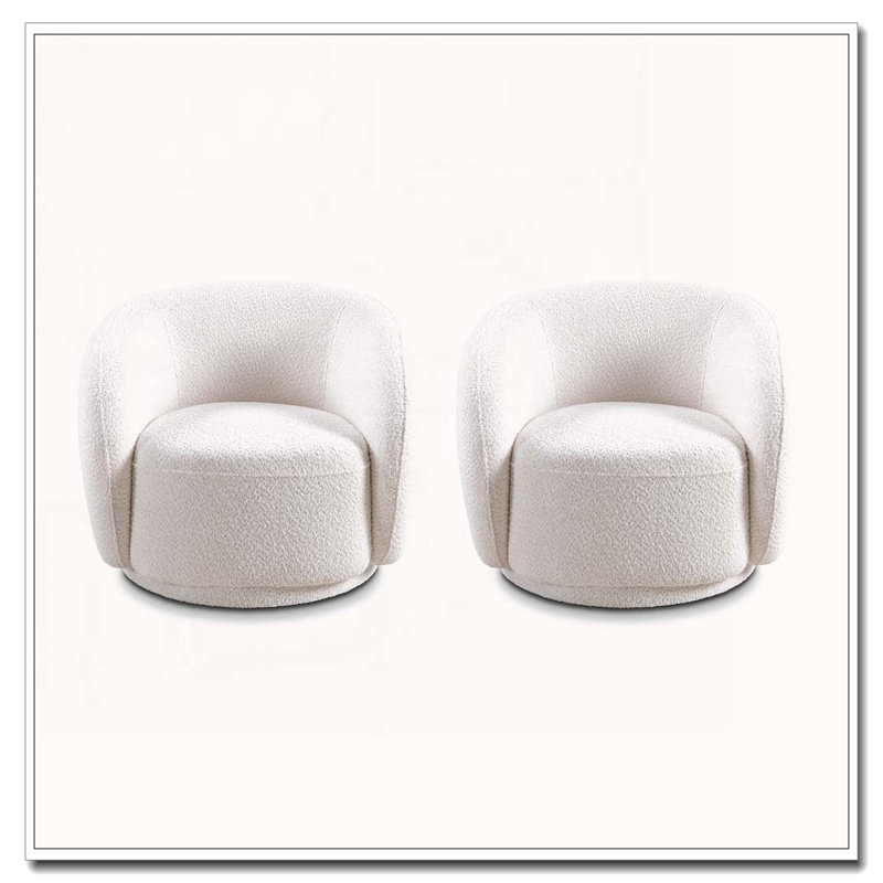Fauteuil d'appoint pivotant rembourré Boucle, Blanc