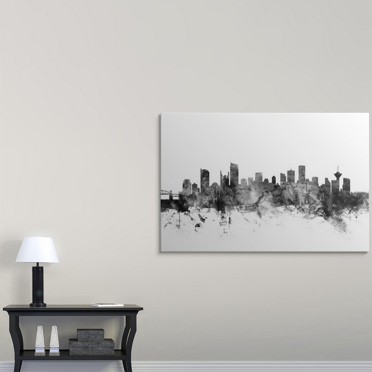 «Francy Vancouver Canada Skyline» par Michael Tompsett - reproduction, H 20 po x l 30 po x P 1,5 po, Toile