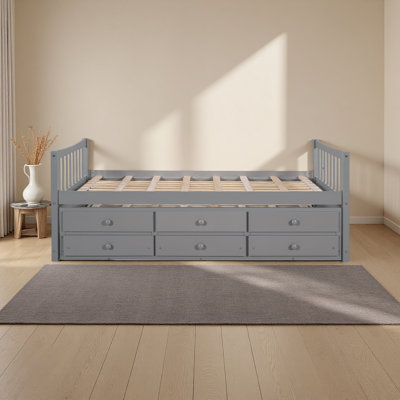 Lit de jour avec couchette et tiroirs, taille simple