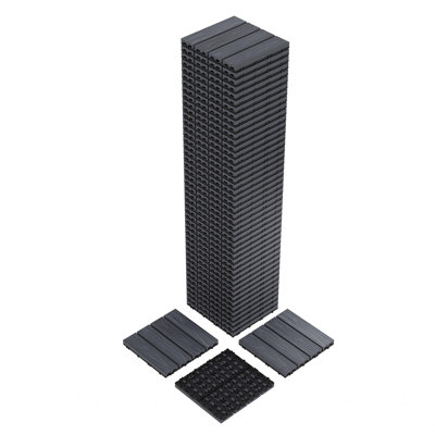 48PCS Interlocking WPC Decking Tiles – Weather-Proof Wood Plastic Composite Floor Kit for Garden, Balcony, Patio – Slip-Resistant, Easy Click Installation, Drainage Design, Gray