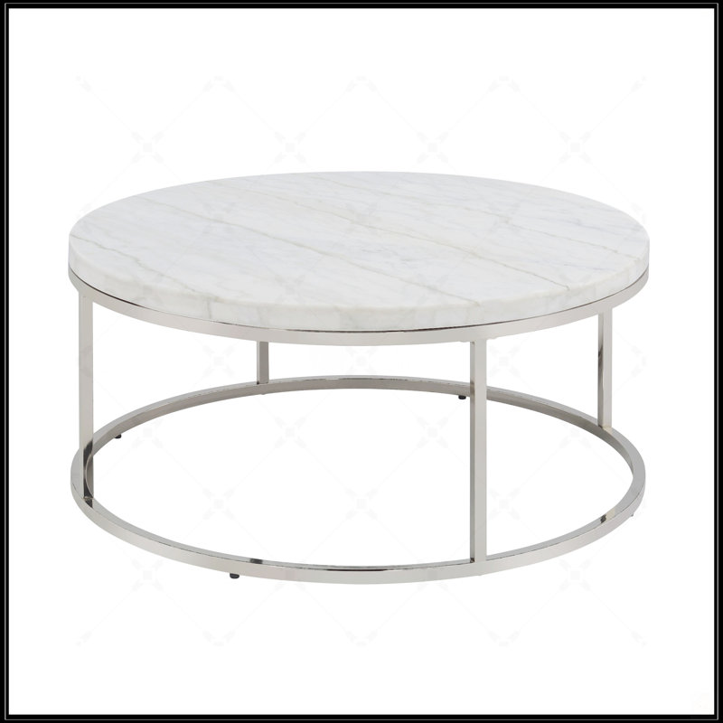 Mable Top And Nickel Finish Coffee Table