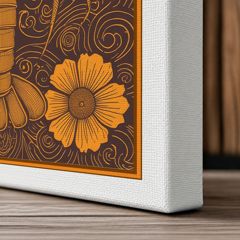 Lobster with Flowers Boho - Wrapped Canvas, 30x20 - 76.2 x 50.8 cm, White Border