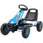 Karting à pédale simple avec siège réglable, structure en acier et roues en EVA de couleur bleu riche
