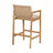 Teak Finished Wood Outdoor Barstool with Beige Cushion Set of 2