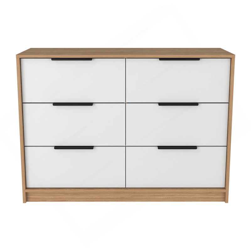 Commode 4 tiroirs Kaia, plateau supérieur - pin / blanc, Blanc/naturel
