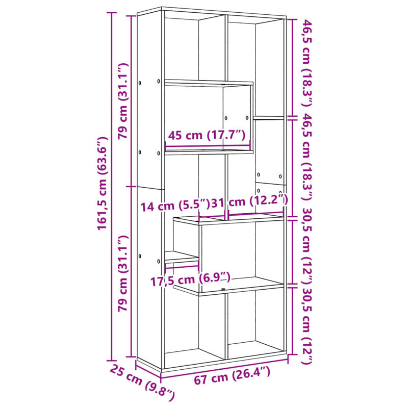 Parkerville 161.5cm H x 67cm W Bookcase, Sonoma Oak