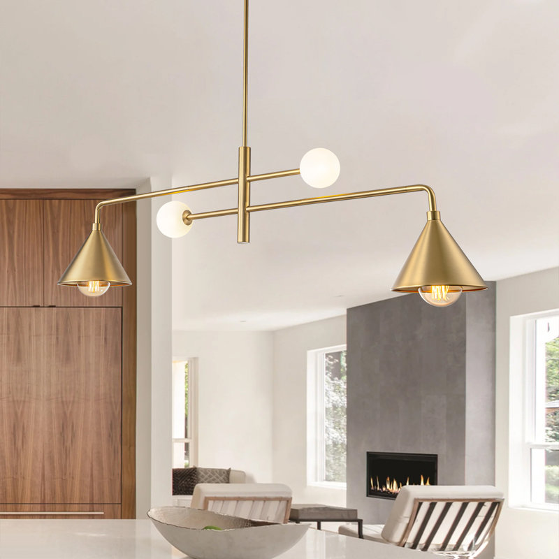 4 - Light Gold Kitchen Island Pendant, Gold