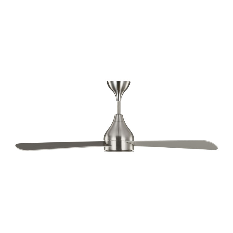 Smart LED Ceiling Fan, 60 inches, Brushed Steel with Silver/Walnut Reversible Blades