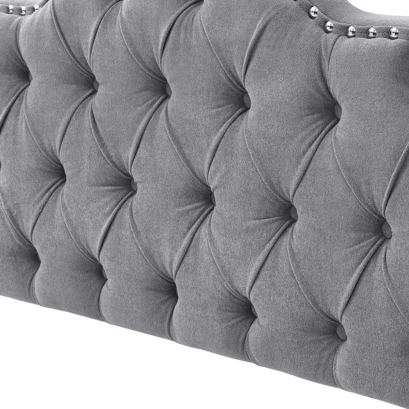 Château Luxe Wingback Upholstered Bed Frame, Gray