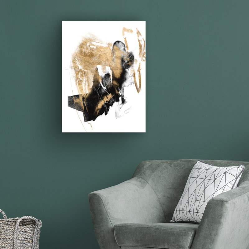 Black and Gold Abstract Canvas Art, 14" x 19"