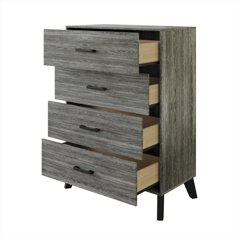 Commode 4 tiroirs Kalonice, Gris foncé