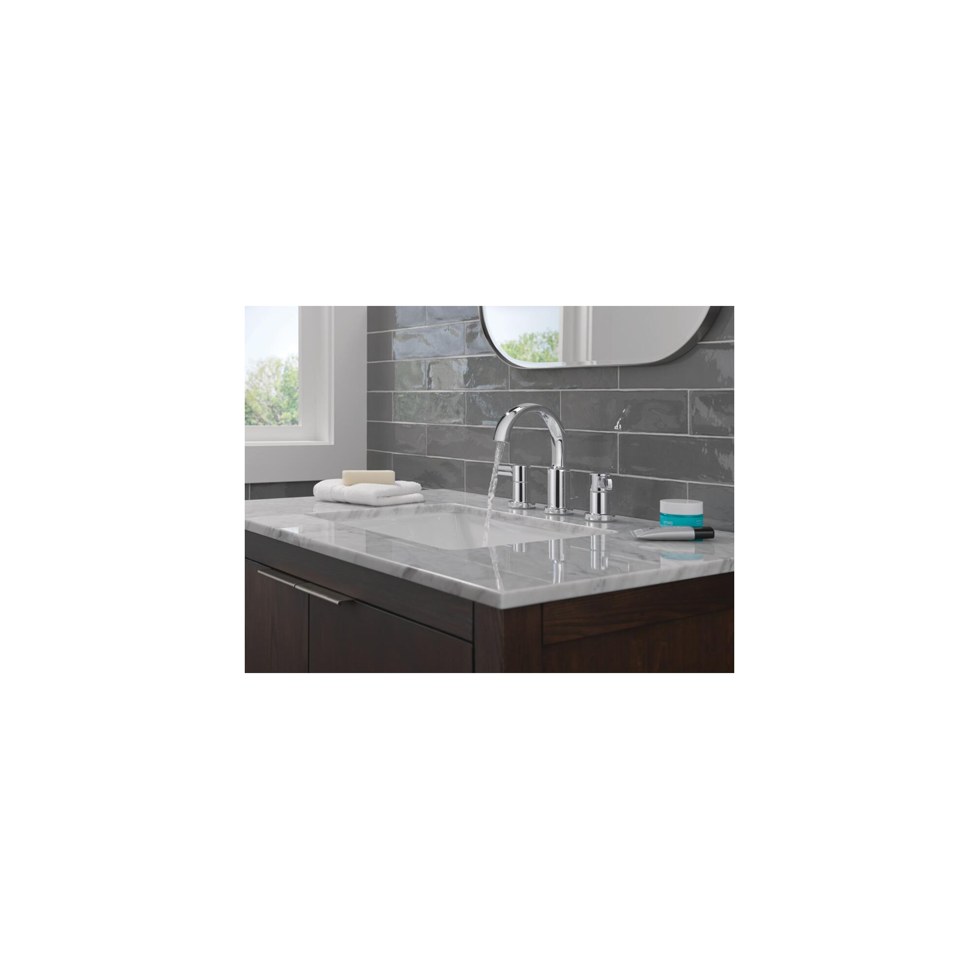 Albion Widespread Bathroom Faucet 3 Hole, 2-handle Bathroom Sink Faucet with Drain Assembly, Chrome