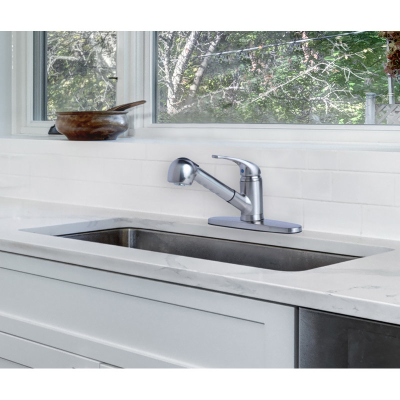 Laguna Brass Pull Out Kitchen Faucet, Stainless Steel