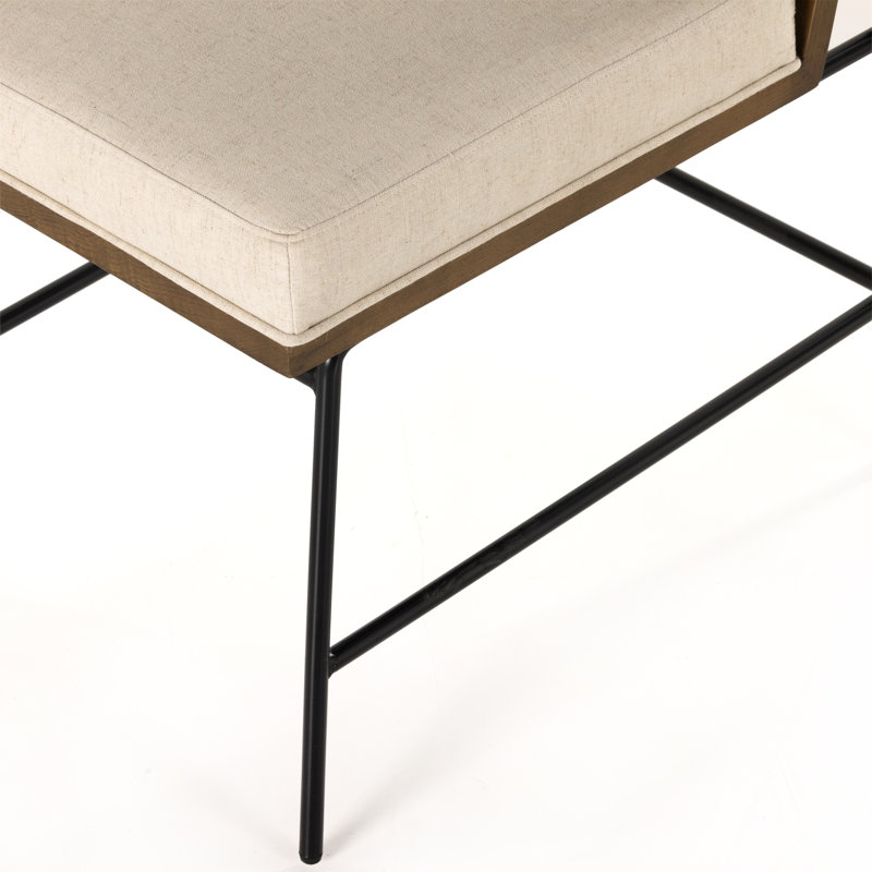 Crete Polyester Blend Upholstered Side Chair, Savile Flax/Amber Oak