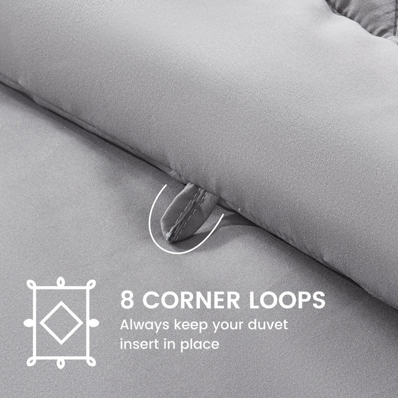 Polyester Box Stitch Comforter, Gray, Twin Comforter