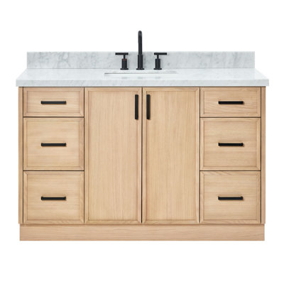 ARIEL Kelly 49 Single Sink Bathroom Vanity with Italian Carrara Marble Top