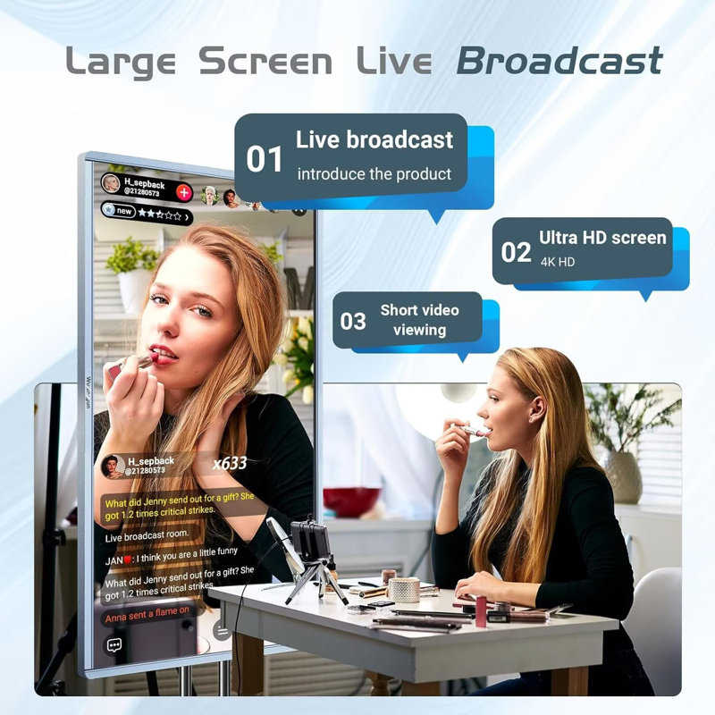 JYXCN 49 Inch Smart Interactive Display, 1080P IR Touch, Android 12, WiFi/Bluetooth, Commercial Use