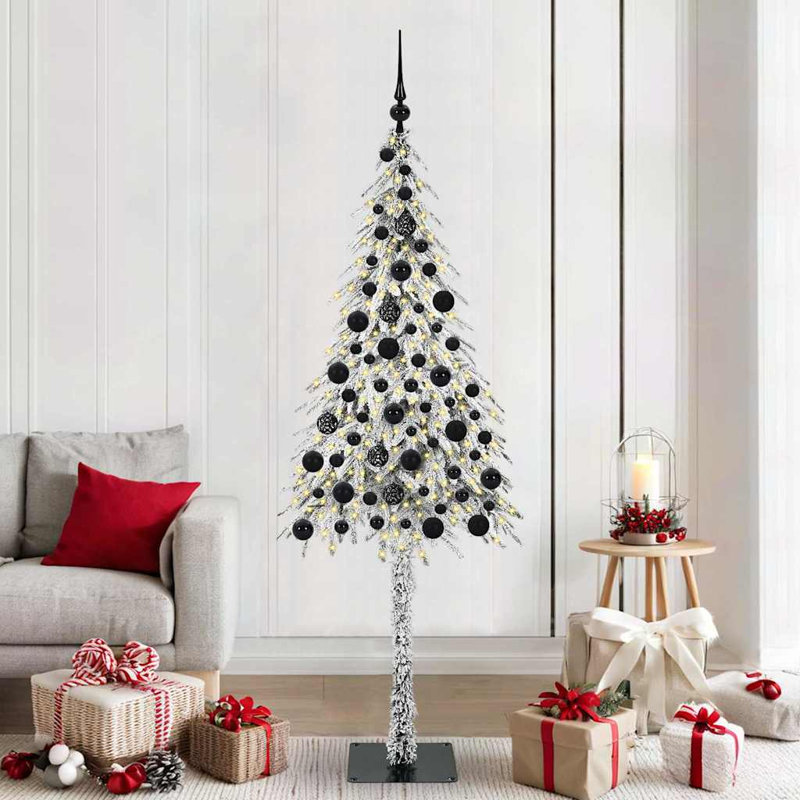 Christmas Tree with 150 LEDs PE and Steel, 5.91' H, Black