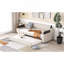 Lit de jour simple rembourré avec accoudoirs de rangement, gigogne et design USB, beige