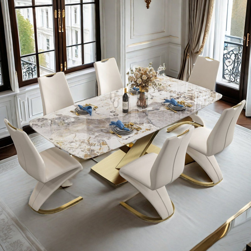 Ensembles de table de salle à manger rectangulaires légers et luxueux, H 29,5 po x L 55,1 po x l 31,5 po