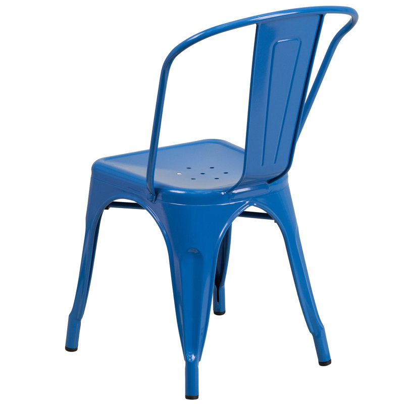 Luke Blue Metal Indoor-Outdoor Stackable Bistro Chairs, Set of 4