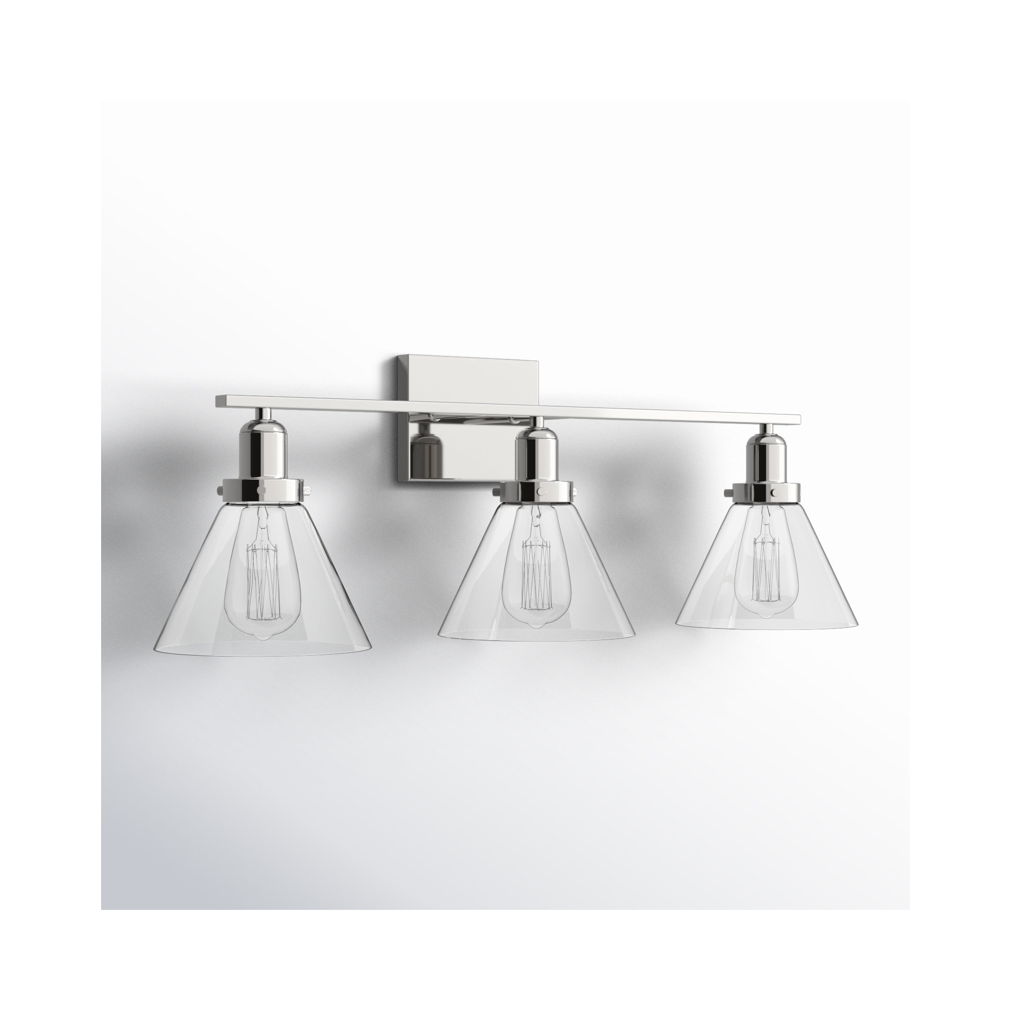 Catalina 3 Light Transparent Dimmable Bath Sconce, Polished Nickel