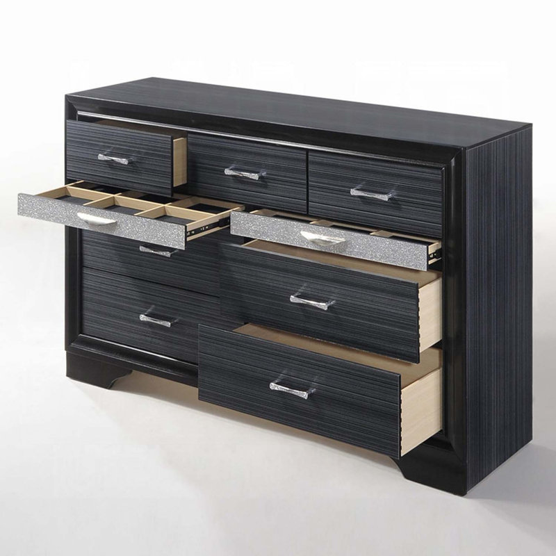 Commode 7 tiroirs Naima, finition noire