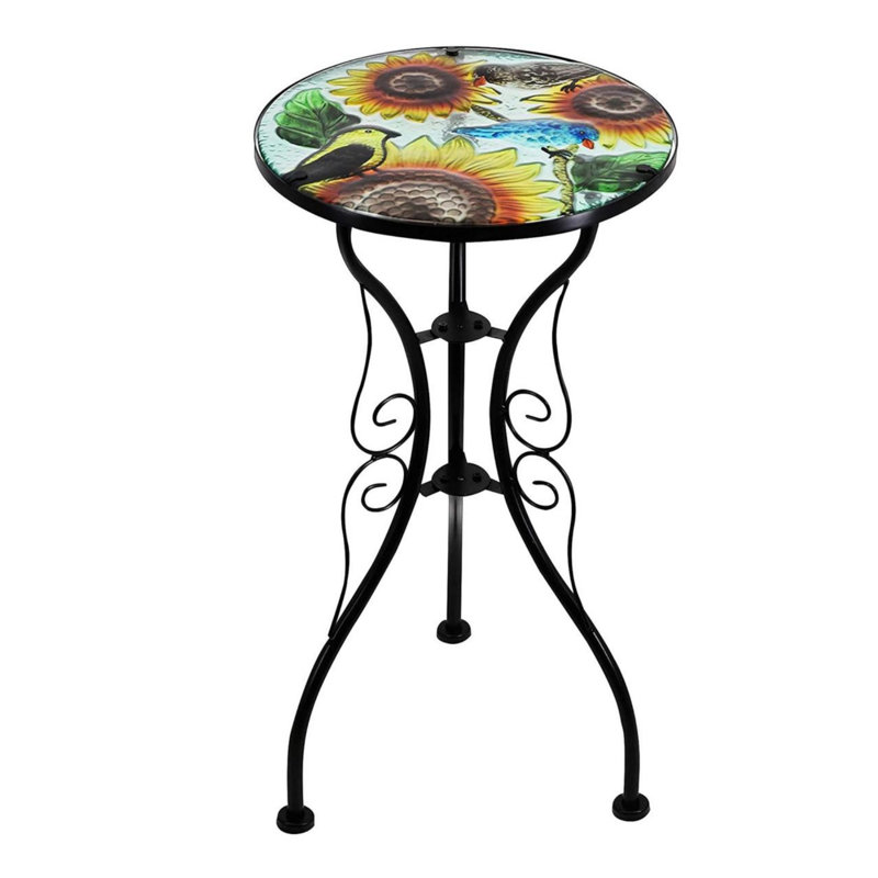 Round Metal Outdoor Bistro Table , 30.5cm W 30.5cm D, Sunflower Multicolour