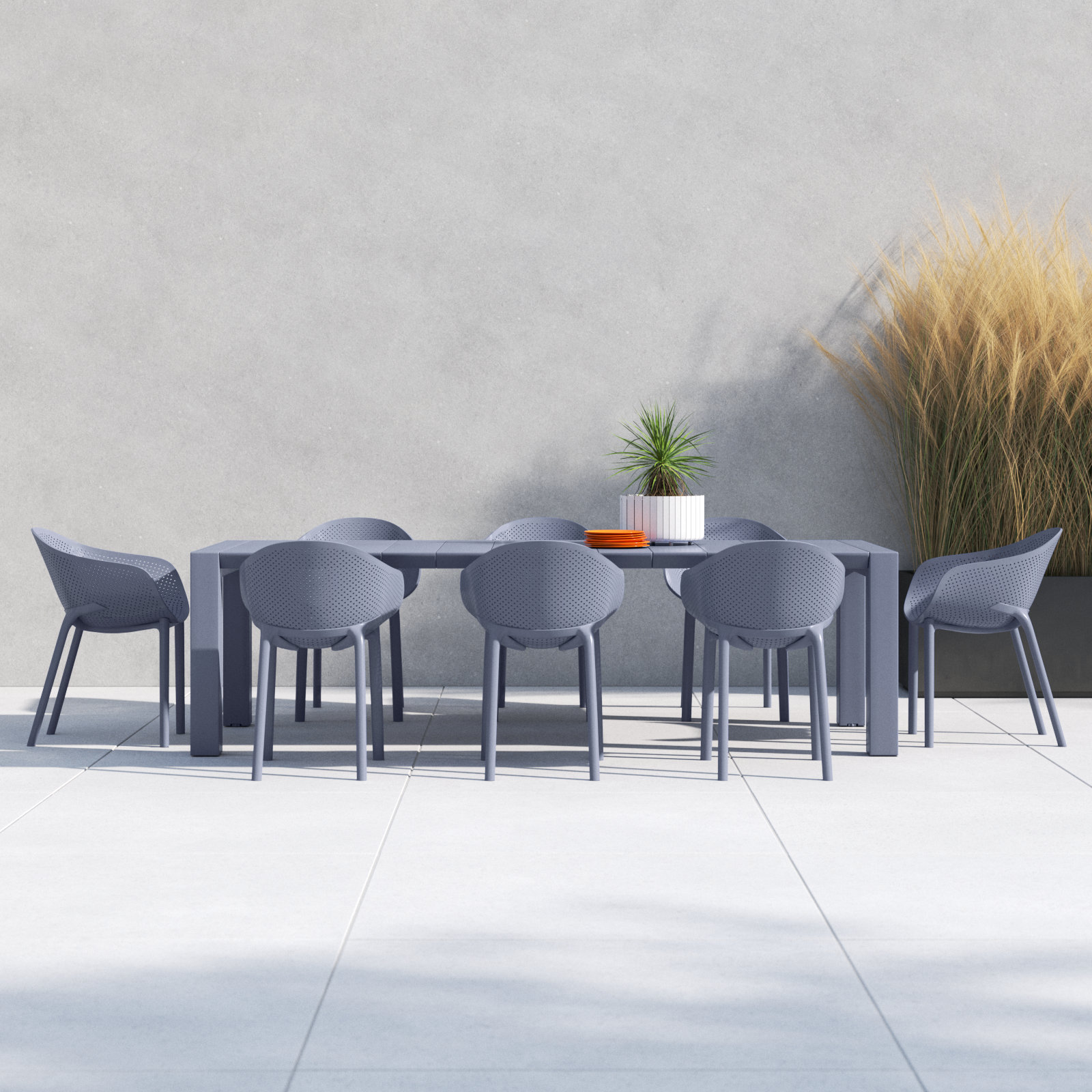 Farrah 9-Piece Extendable Patio Dining Set, Dark Gray