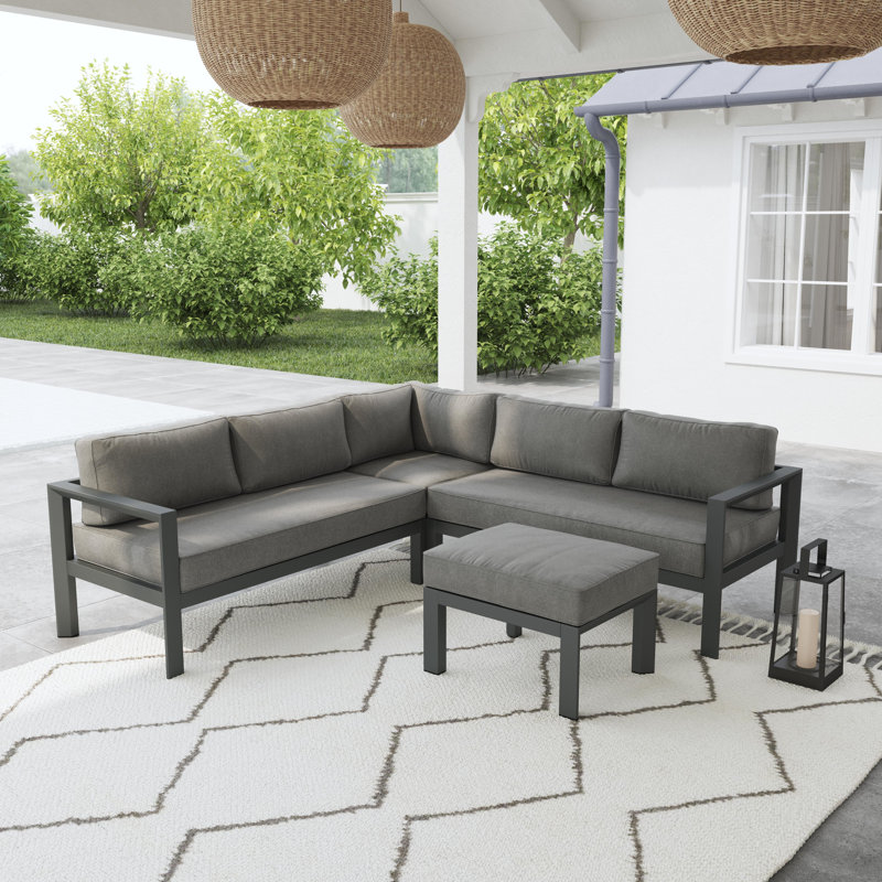 Canapé modulaire en métal à 5 places avec repose-pieds Greyson