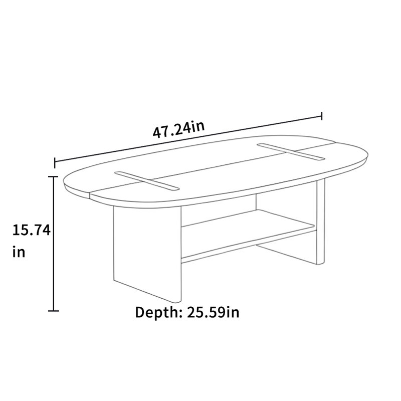 Table basse en bois massif avec motif trèfle, H 15,74 po x L 47,24 po x l 25,59 po