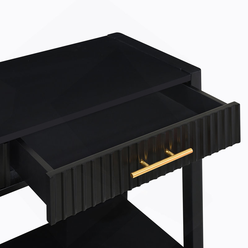 Console d'entrée de haute qualité avec tiroirs à rayures verticales et pieds longs, parfaite pour ajouter style et fonctionnalité à votre espace