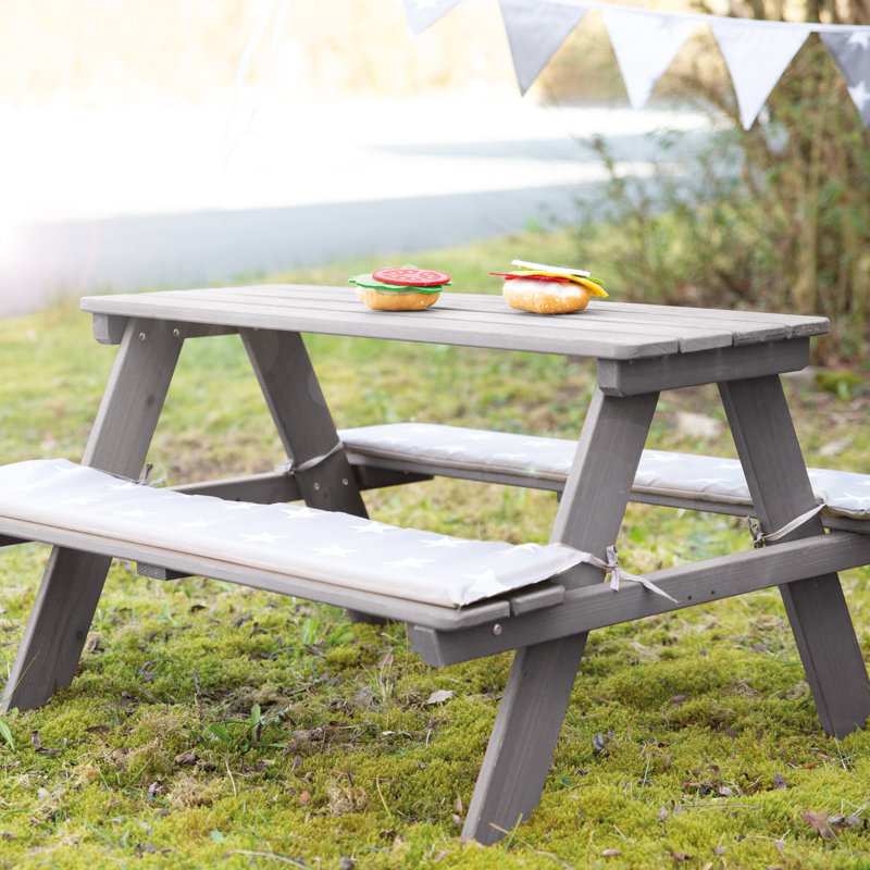 Deluxe Children'S Picnic Bench, Grey/Brown/Blue