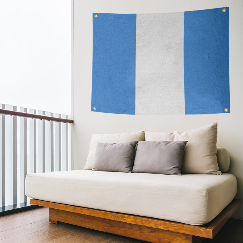 Tapisserie tennessee en polyester, H 59 po x l 80 po, Bleu / Blanc