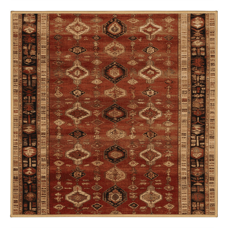 Machine Washable Turkish Brown Area Rug, Square 5'