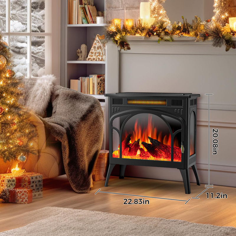 Agros 24.3'' W Portable Electric Fireplace Stove Adjustable Thermostat with Remote Control