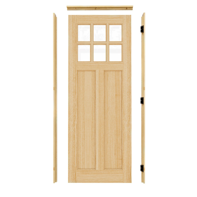 Porte en panneau de verre transparent à 6 grilles transparentes avec noyau solide non fini 2 brins brut, L 30 po x H 80 po