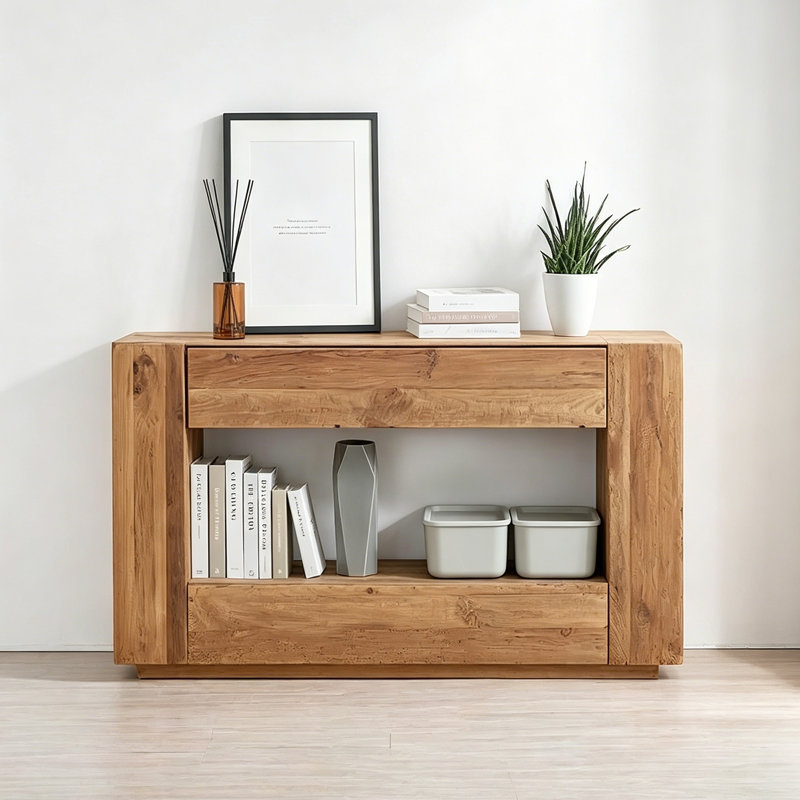 Console simple de style Wabi-sabi, H 29,5 po x l 55,1 po x P 15,7 po