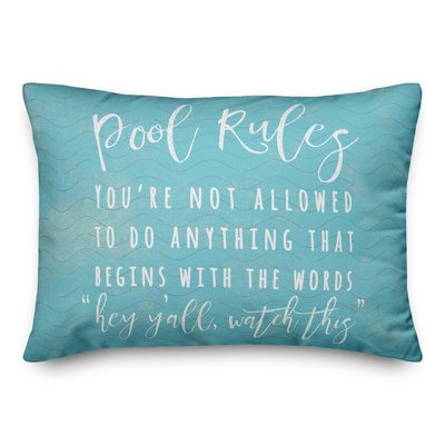  Housse et insert de coussin rectangulaire Pool Rules Waves
