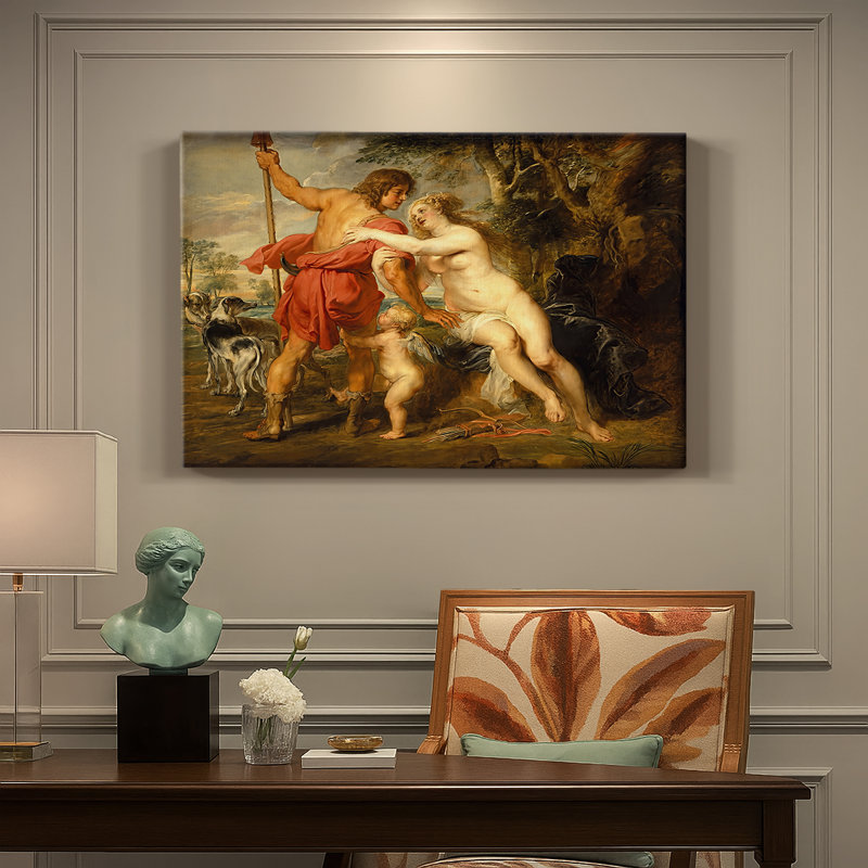 Vénus et Adonis-Peter Paul Rubens-Toile tendue avec châssis-c. 1635, 24 x 36