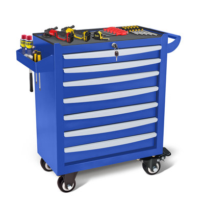  7-Drawer Rolling Tool Chest, Metal Tool Box with Wheels & Lock Garage Storage Cabinets