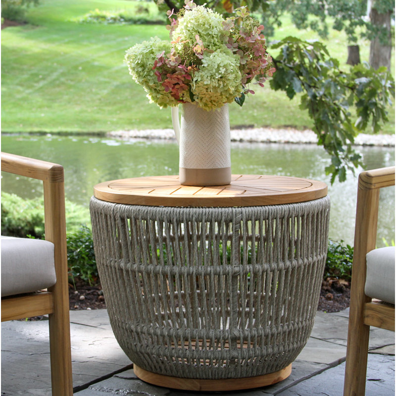 Fiore Round Metal Outdoor Side Table , 24'' in. W 24'' in. D