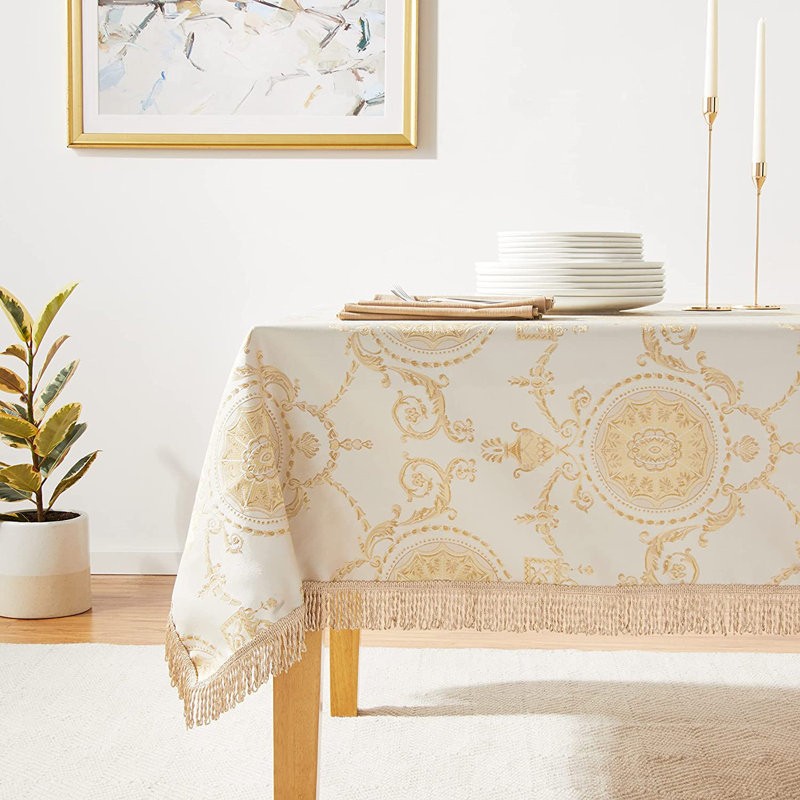 Bloch Floral Tablecloth, Beige, 60" W x 120" L