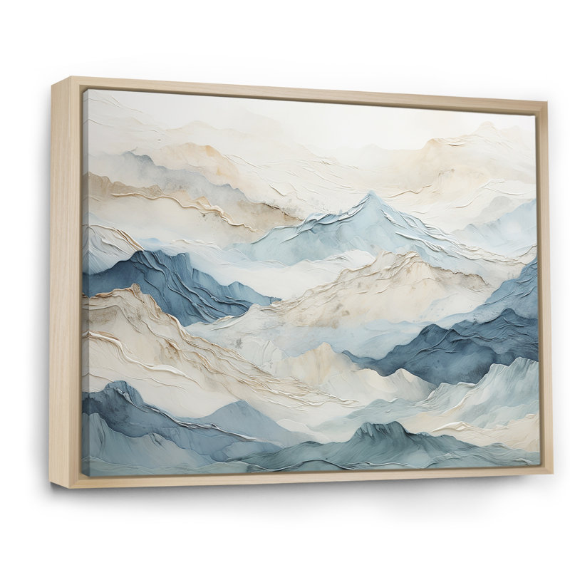 «Minimalisme gris et bleu, brise de montagne - paysage montagneux, reproduction d'art sur toile», Cadre naturel flottant