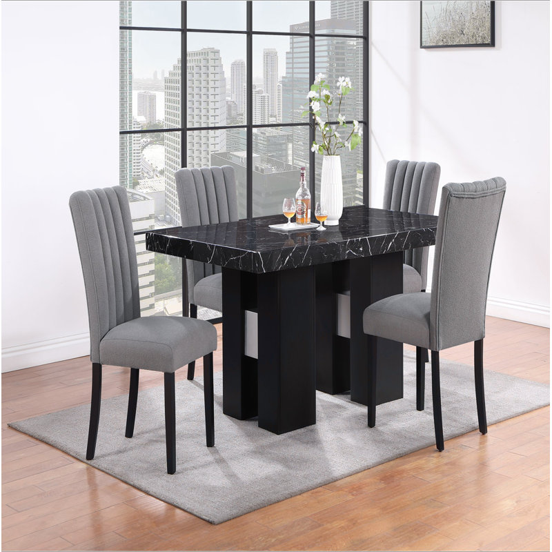 Ensemble de table à manger 5 pièces Jhoanna avec chaises grises