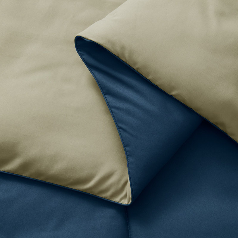 All Season Down Alternative Reversible Comforter Set, King Comforter + 2 King Shams, Navy/Sage Green