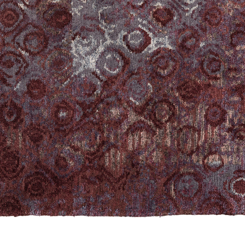Purple Stelle Contemporary Tibetan Wool Silk Blend Rug - 9' x 12'