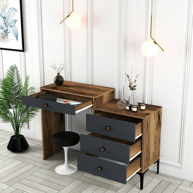 Chenkin Drafting Table, Walnut/Anthracite